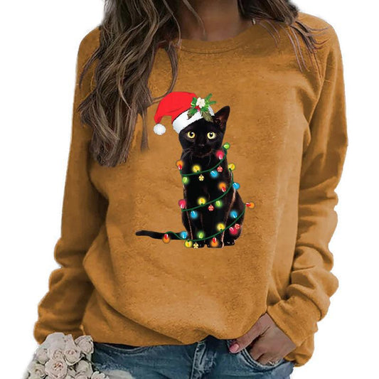 YESFASHION Christmas Print Long Sleeve Women T-shirt