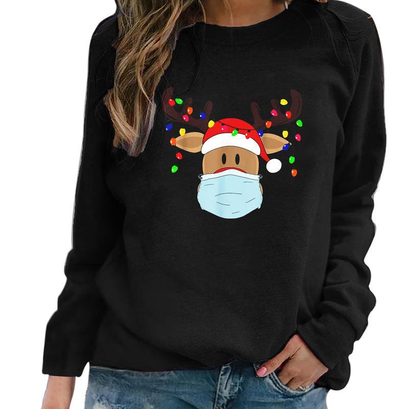 YESFASHION Tops Long Sleeve Christmas Elk Women T-shirt