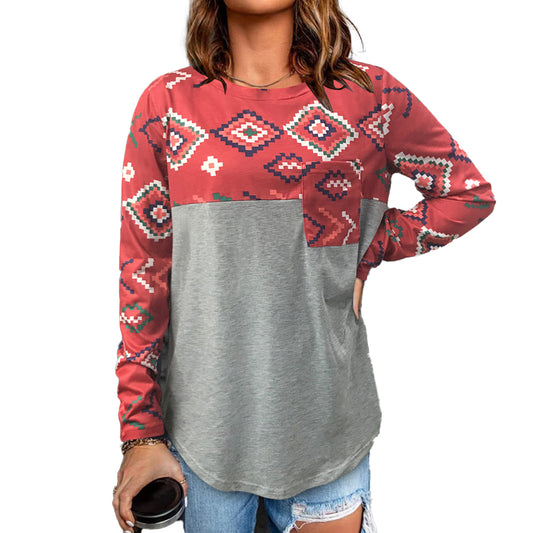 YESFASHION Women Loose Crew Neck Long Sleeve Tops T-shirt