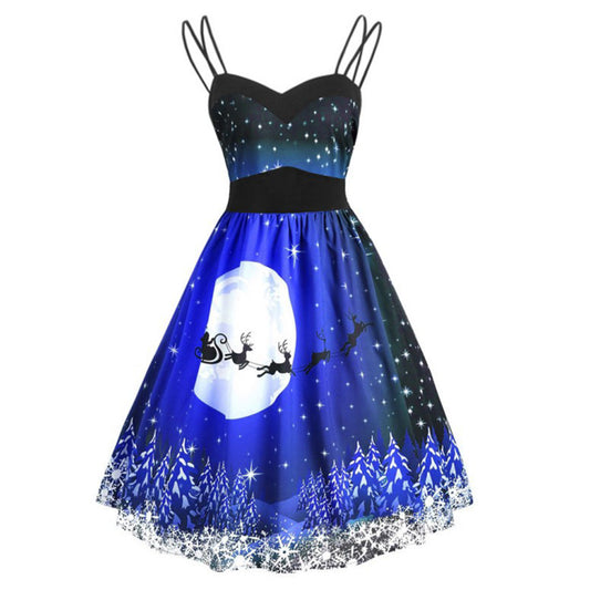 YESFASHION Women Sleeveless Christmas Vintage Swing Dress