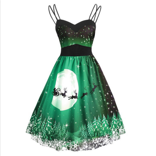 YESFASHION Women Sleeveless Christmas Vintage Swing Dress