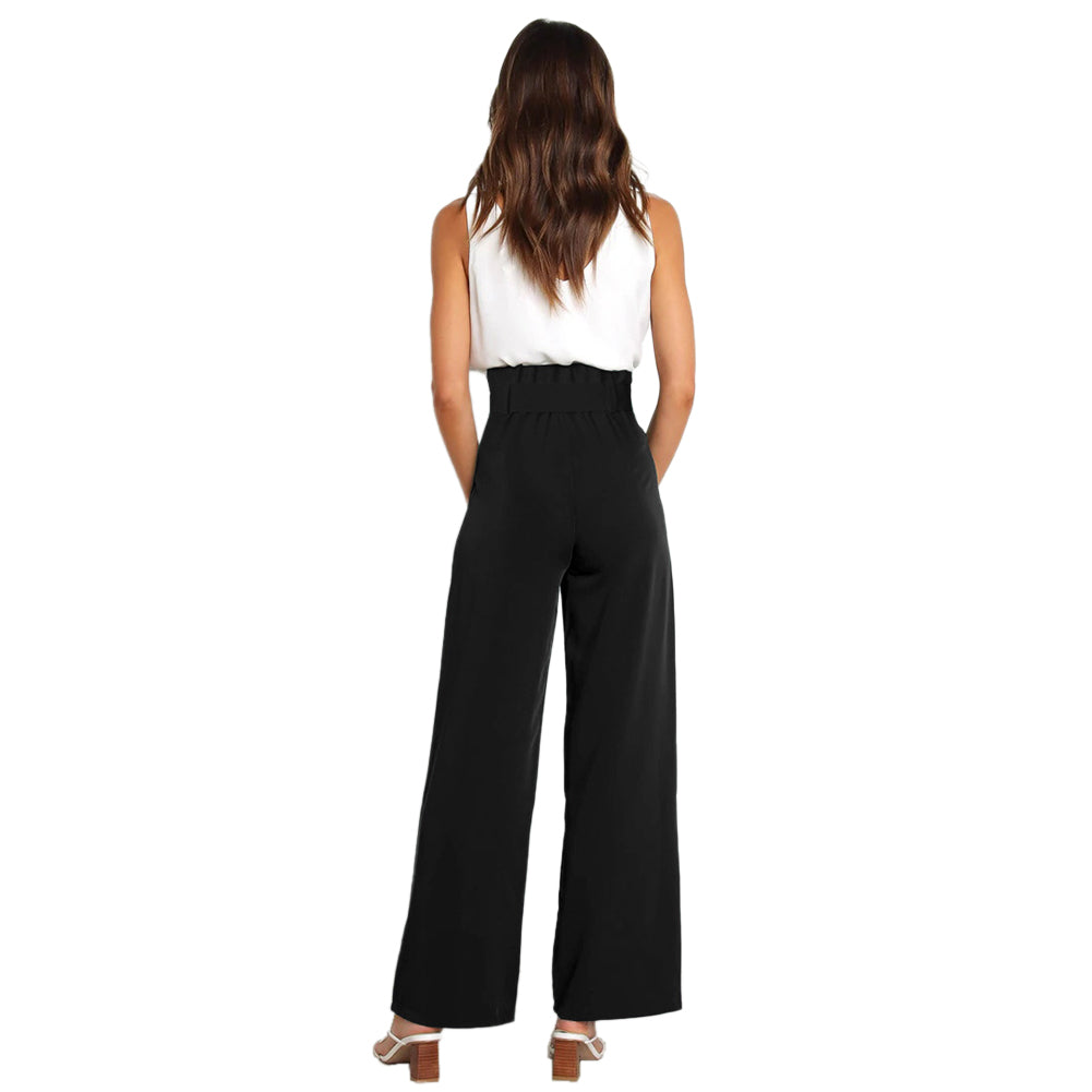 YESFASHION Casual All-match Wide-leg Trousers With Belt Pants