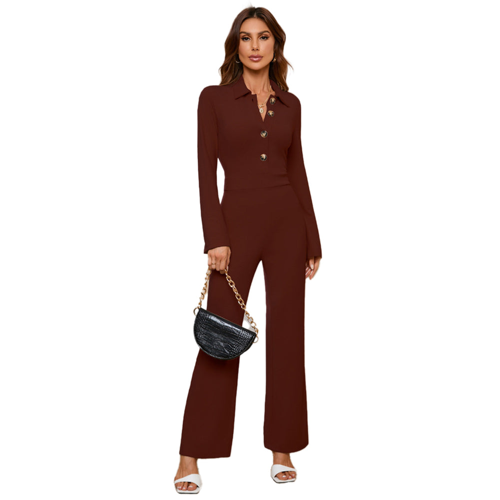 YESFASHION High Waist Casual Straight Jumpsuit