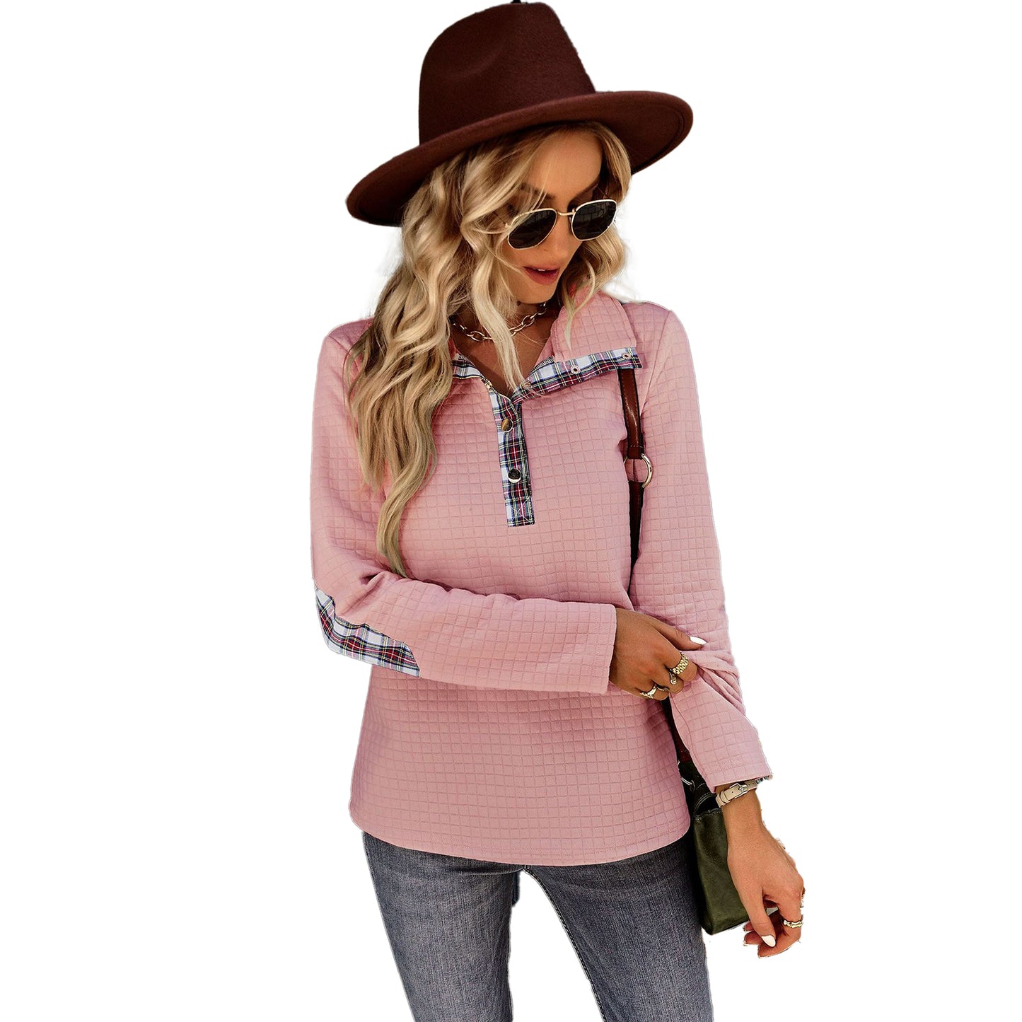 YESFASHION Solid Color Sweater Stitching Coat Women Tops