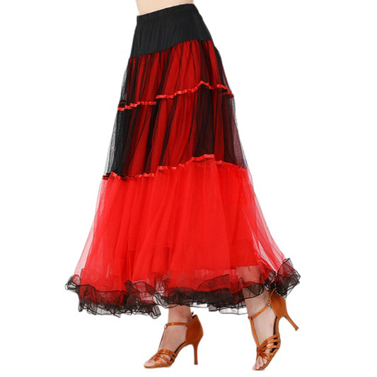 YESFASHION Swing Skirt Ballroom Dance Skirt Performance Dance Skirt