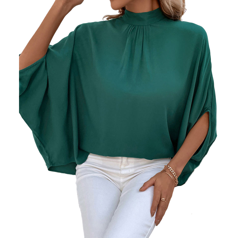 YESFASHION Women Clothing Tops New Solid Color Long-sleeved Shirts