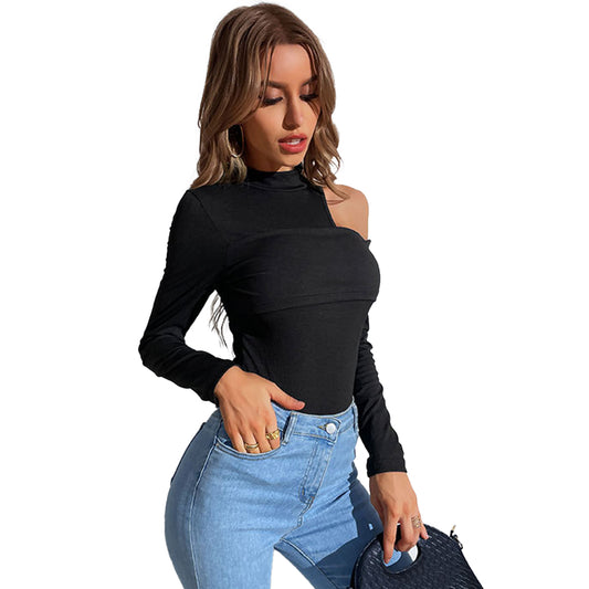 YESFASHION Spring New Solid Color Tops Off-shoulder Jumpsuit