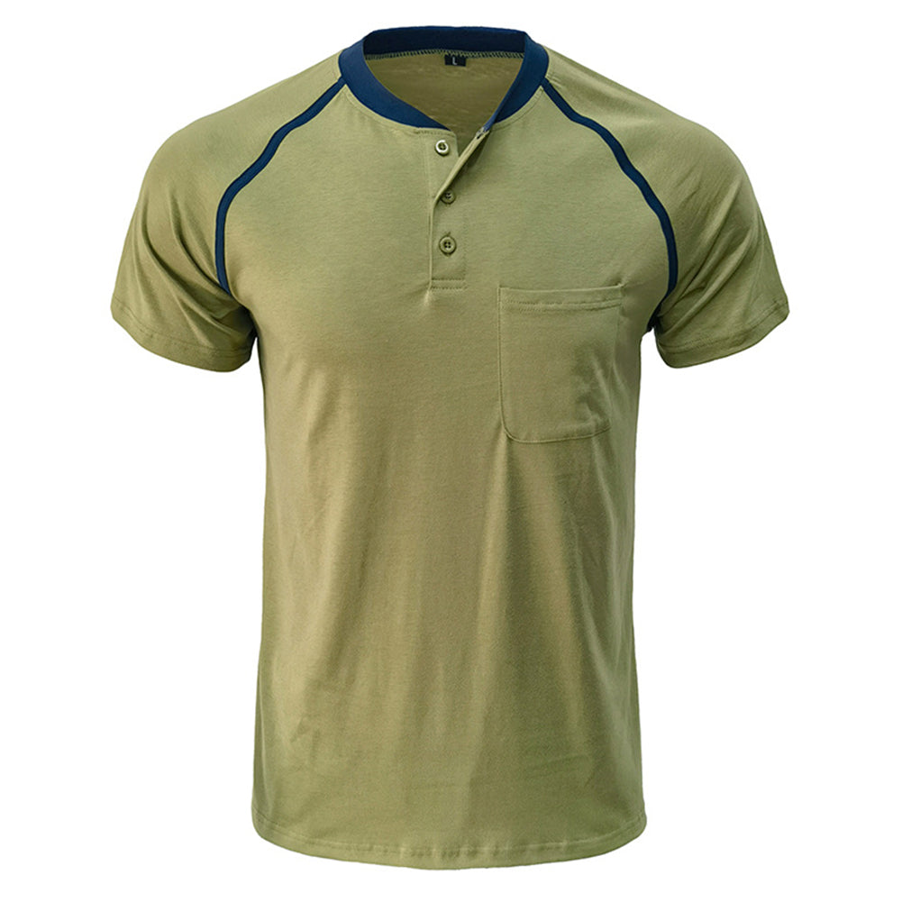 YESFASHION Casual Solid Color Men Henley Shirt